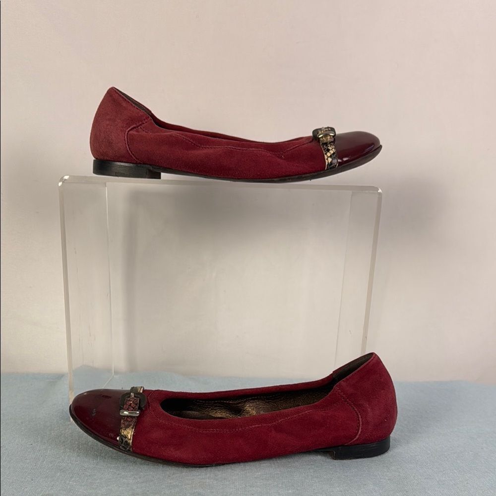 AGL Wine Suede Patent Flats